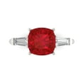 thumbnail image 1 of Clara Pucci 14K White Gold Solid Gold Tourmaline Three-Stone Anniversary Ring for Women - 3 cttw Cushion Cut, 1 of 7