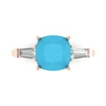thumbnail image 1 of Clara Pucci 14K Rose Gold 3ct Turquoise Three-Stone Ring for Women, 1 of 7