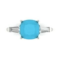 thumbnail image 1 of Clara Pucci 14K White Gold 3ct Turquoise Three-Stone Ring for Women, 1 of 7