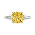 thumbnail image 1 of Clara Pucci 14K White Gold Solid Gold Yellow Three-Stone Anniversary Ring for Women - 3 cttw Cushion Cut, 1 of 7