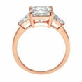 thumbnail image 1 of 3 ct Cushion Cut White Sapphire Three-Stone Engagement Ring for Women in 18K Rose Gold, 1 of 2