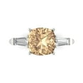 thumbnail image 1 of 3 ctw 3 Stone Anniversary Ring for Women | Cushion Cut Yellow Moissanite | Hyperallergenic Solid 18K White Gold, 1 of 5