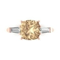 thumbnail image 1 of 3 ct Cushion Cut Yellow Moissanite Three-Stone Engagement Ring for Women in 18K Rose Gold, 1 of 5