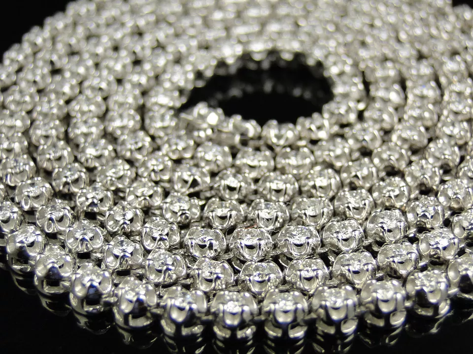 VIRAJ GEMS N JEWEL 3 ct Lab Grown Diamond 10k White Gold Tennis Necklace Fine Jewelry for Unisex Gifts | Diamond Round Cut Necklace | 10k Gold 4 Prong Tennis Necklace Gifts for Unisex