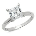 thumbnail image 1 of 3 ct Princess Cut Genuine Cultured Diamond SI1-SI2 J-K 18K White Gold Solitaire Promise Wedding Statement Engagement Designer Ring size 6, 1 of 4