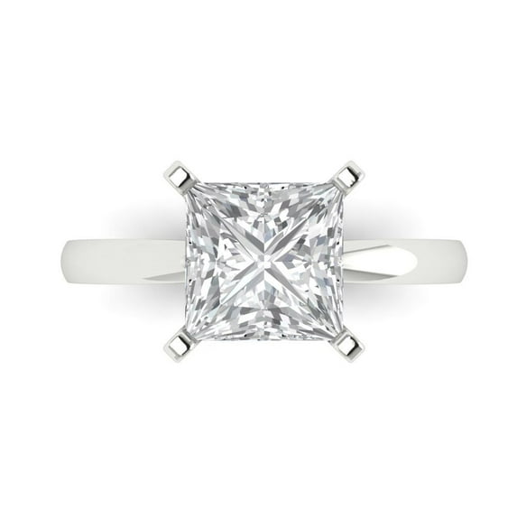 3 ct Princess Cut Moissanite Solitaire Engagement Ring for Women in 18K White Gold