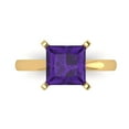 thumbnail image 1 of 3 ctw Solitaire Anniversary Ring for Women | Princess Cut Natural Amethyst | Hyperallergenic Solid 14K Yellow Gold, 1 of 5
