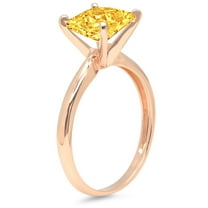 3 ct Princess Cut Natural Citrine Solitaire Engagement Ring for Women in 18K Rose Gold