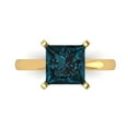thumbnail image 1 of 3 ctw Solitaire Anniversary Ring for Women | Princess Cut Natural London Blue Topaz | Hyperallergenic Solid 18K Yellow Gold, 1 of 5
