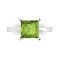 thumbnail image 1 of Clara Pucci 14K White Gold Solid Gold Peridot Solitaire Anniversary Ring for Women - 3 cttw Princess Cut, 1 of 8