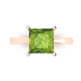 thumbnail image 1 of 3 ct Princess Cut Natural Peridot Solitaire Engagement Ring for Women in 18K Rose Gold, 1 of 5