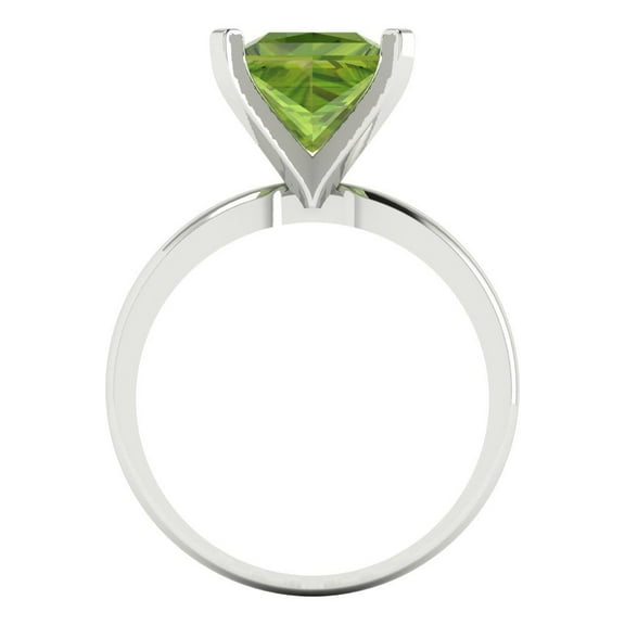 3 ct Princess Cut Natural Peridot Solitaire Engagement Ring for Women in 18K White Gold