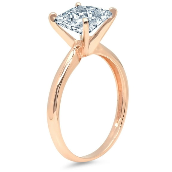 3 ct Princess Cut Natural Sky Blue Topaz Solitaire Engagement Ring for Women in 14K Rose Gold