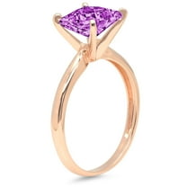 3 ct Princess Cut Simulated Alexandrite Solitaire Engagement Ring for Women in 18K Rose Gold