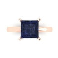 thumbnail image 1 of 3 ct Princess Cut Simulated Blue Sapphire Solitaire 18K Rose Gold Womens Engagement Ring, 1 of 5