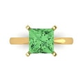 thumbnail image 1 of 3 ct Princess Cut Simulated Green Diamond Solitaire 18K Yellow Gold Womens Engagement Ring, 1 of 5