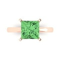 thumbnail image 1 of 3 ct Princess Cut Simulated Green Diamond Solitaire Engagement Ring for Women in 18K Rose Gold, 1 of 5