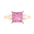 thumbnail image 1 of Clara Pucci 14K Rose Gold Solid Gold Pink Solitaire Anniversary Ring for Women - 3 cttw Princess Cut, 1 of 8