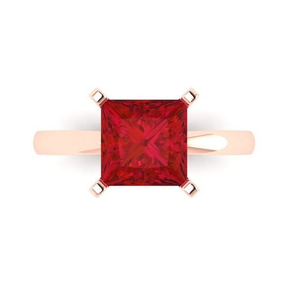3 ct Princess Cut Simulated Pink Tourmaline Solitaire Engagement Ring for Women in 18K Rose Gold