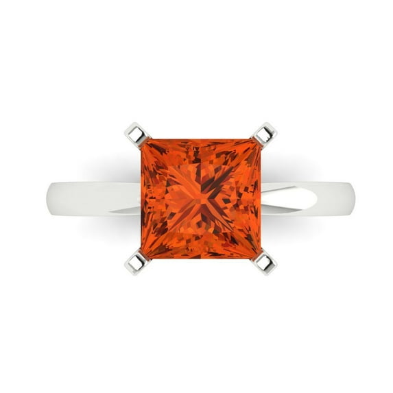 3 ctw Solitaire Anniversary Ring for Women | Princess Cut Simulated Red Diamond | Hyperallergenic Solid 18K White Gold