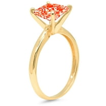 3 ct Princess Cut Simulated Red Diamond Solitaire Engagement Ring for Women in 18K Yellow Gold