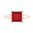 thumbnail image 1 of 3 ct Princess Cut Simulated Ruby Solitaire Engagement Ring for Women in 18K Rose Gold, 1 of 5
