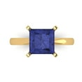 thumbnail image 1 of 3 ct Princess Cut Simulated Tanzanite Solitaire 18K Yellow Gold Womens Engagement Ring, 1 of 5