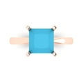 thumbnail image 1 of 3 ct Princess Cut Simulated Turquoise Solitaire 18K Rose Gold Womens Engagement Ring, 1 of 5