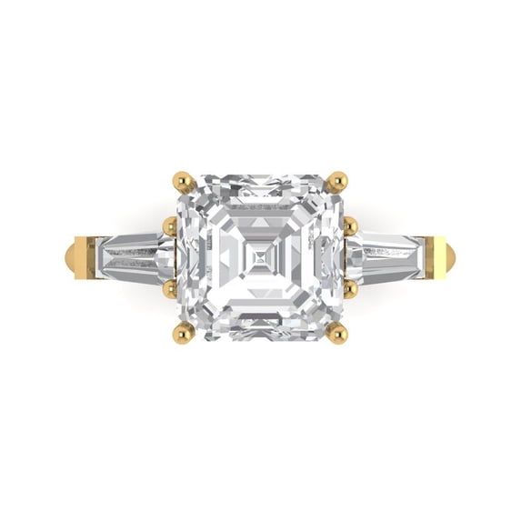 Clara Pucci 14K Yellow Gold 3ct Clear Three-Stone Ring for Women