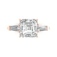thumbnail image 1 of 3 ct asscher cut clear Crystal 18k pink rose gold engraving statement Bridal Wedding three-stone Designer Ring size 3, 1 of 5