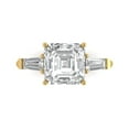 thumbnail image 1 of 3 ct asscher cut clear Crystal 18k yellow gold engraving statement Bridal Wedding three-stone Designer Ring size 5.5, 1 of 5