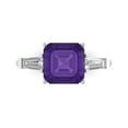 thumbnail image 1 of Clara Pucci 14K White Gold 3ct Amethyst Three-Stone Ring for Women, 1 of 8