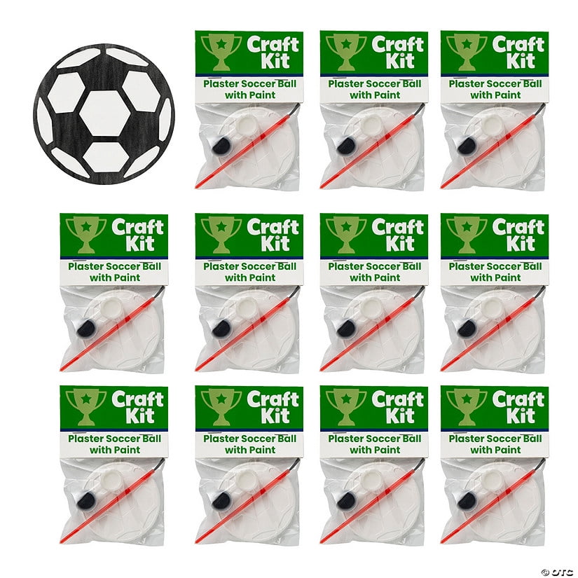 3" diam. Plaster Soccer Ball with Paint Craft Kits - Makes 12