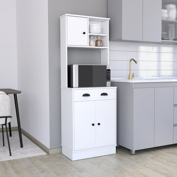 3-doors Kitchen Pantry - Engineered Wood Construction Store Spices And Oils Neatly With 3 Doors Keep Your Neat Tidy