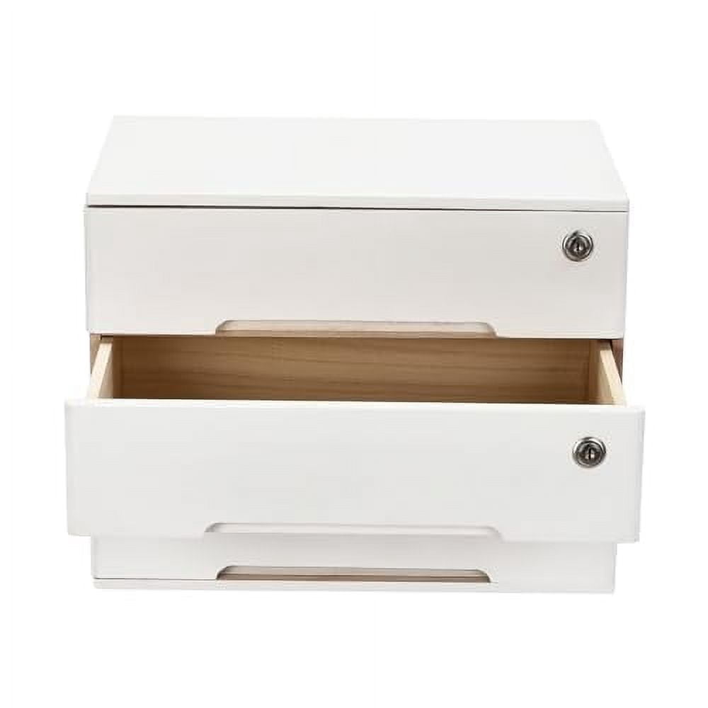 3 Drawer Wooden Desktop Storage Box with Lockable Drawers, Office ...