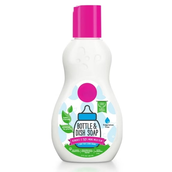 3 fl oz Fragrance Free Dish Soap, Hypoallergenic Formula, Paraben Sulfate Dye Free, Mild Gentle Kitchen Cleaner for Daily Tableware Safe Cleaning Use