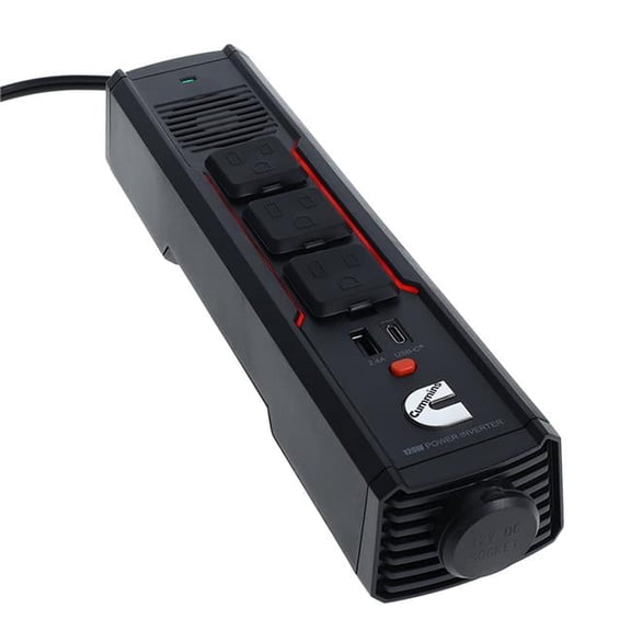 3 ft. 120 Watt Portable Power Strip Inverter for Vehicle DC To AC Power Cable, Black