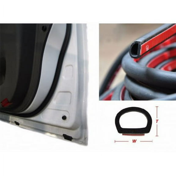 3 ft/1m D Shape Universal Car Door Rubber Weather Seal Hollow Strip