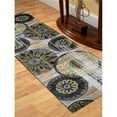thumbnail image 1 of 3 ft. 2 in. x 10 ft. Machine Woven Heatset Polypropylene Contemporary Runner Rug, Beige & Green, 1 of 1