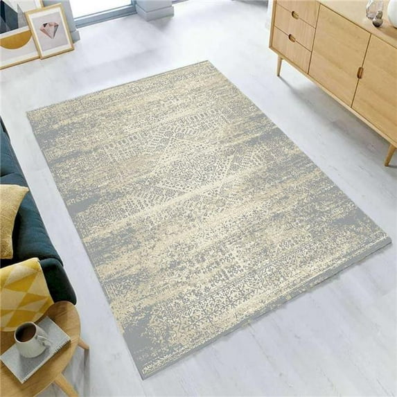 3 ft. 3 in. x 5 ft. Heirloom Beige & Grey Pattern Rectangle Area Rug