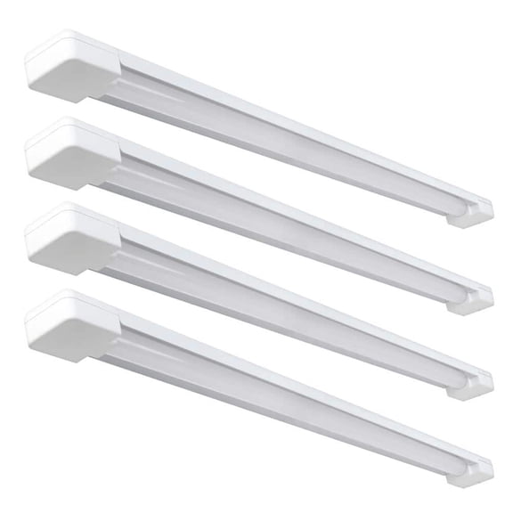 3 ft. 30-Watt 4000K Bright White 1-Light 3000 Lumens White Integrated LED Hanging Shop Light with Power Cord (4-Pack)