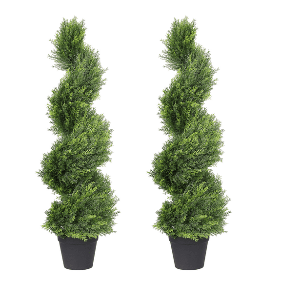 3 ft. Artificial Potted Spiral Green Cedar Topiary