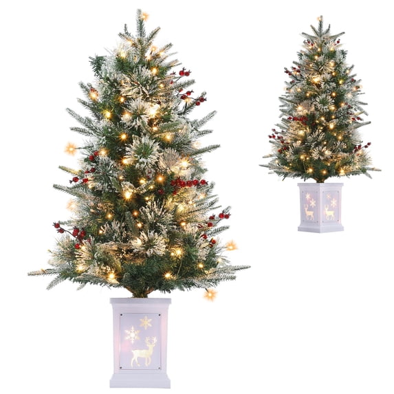 3 ft Christmas Tree, Pre-Lit Artificial Christmas Tree,with 78 Warm ...