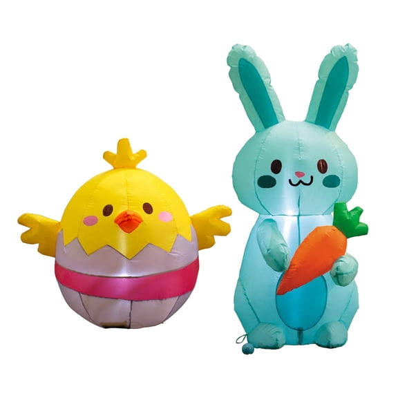 3 ft. Easter Whimsy Light-Up Inflatable Bunny & Chick Airblown Yard Decorating Kit - 2 Pc.