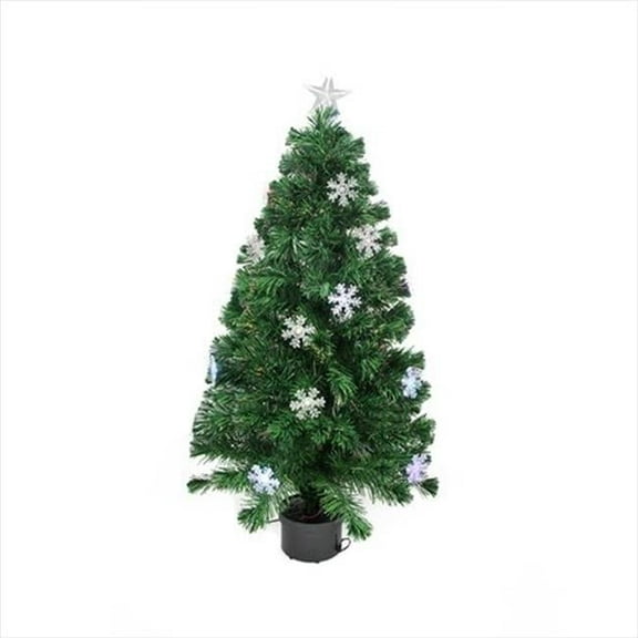 3 ft. Fiber Optic Tree 18 Snowflake Decorations, 90 Tips