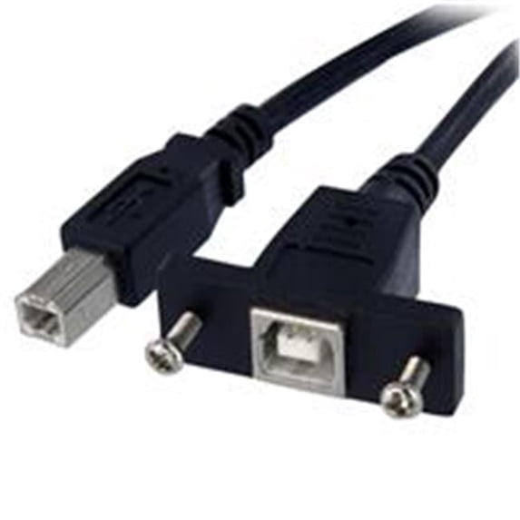 3 ft. Panel Mount USB Cable B Female to Male, Black