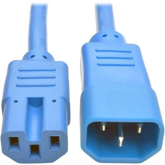 3 ft. Power Extension Cord 15A - 14Awg C14 to C15 Heavy Duty SJT, Blue