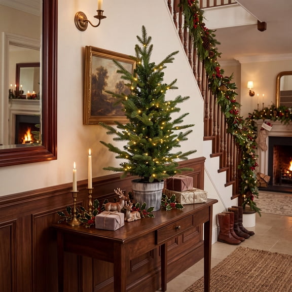3 ft Pre-Lit Mini Tabletop Christmas Tree with 60 Lights, 132 Branch Tips for Holiday Decor