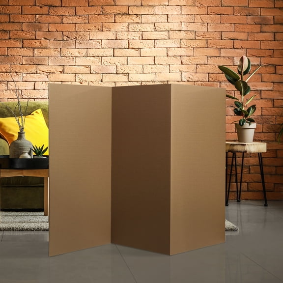 Red Lantern 3 ft. Short Brown Temporary Cardboard Folding Screen - 3 Panel