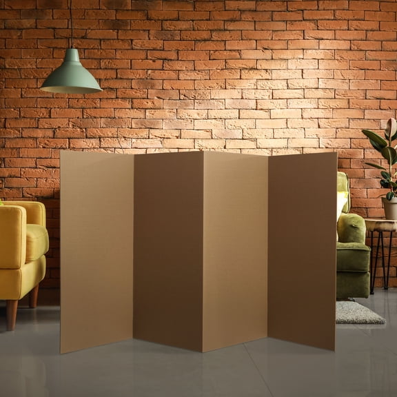 Red Lantern 3 ft. Short Brown Temporary Cardboard Folding Screen - 4 Panel